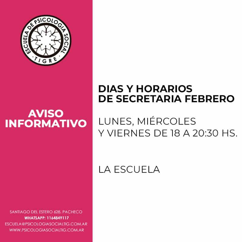 aviso horarios secretaria